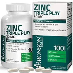 Zinc Triple Play - 30 mg - 100 Vegetarian Capsules